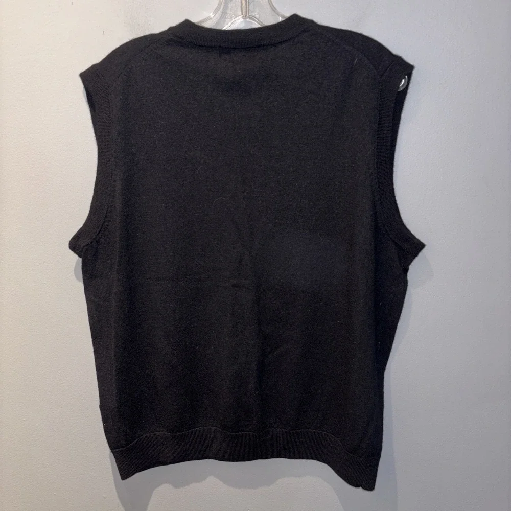 Turnbury Mens Sweater Vest Extra Fine Merino Wool‎ Size XL Black V Neck Office